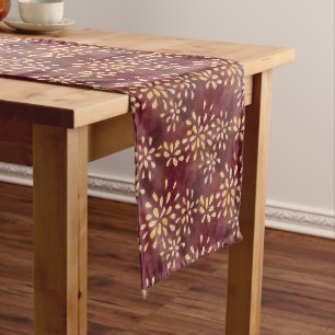 Rust and Yellow Sunflower Pattern Short Table Runner