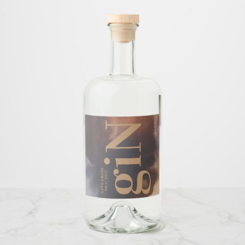 Rust Art Big Monogram Modern Bold Simple Wedding Liquor Bottle Label