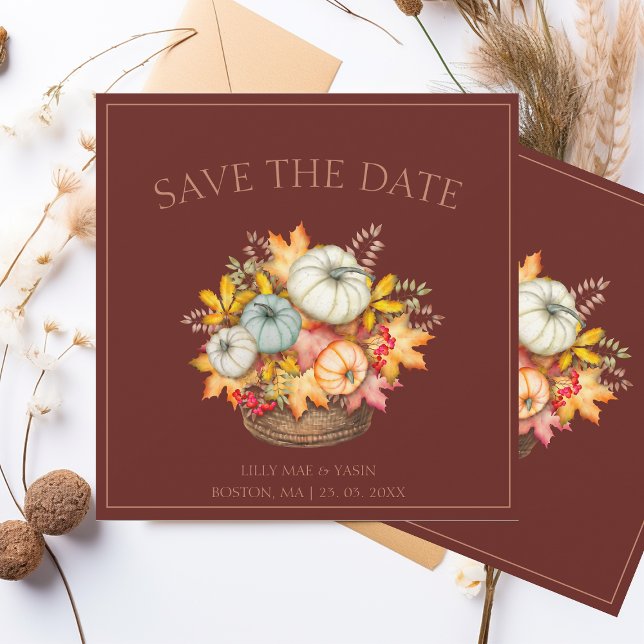 Rust Autumn Pumpkin Rustic Wedding Save The Date (Creator Uploaded)