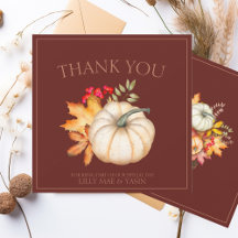 Rust Autumn Pumpkin Wedding Thank You Card