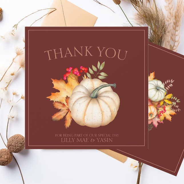 Rust Autumn Pumpkin Wedding Thank You Card (Creator Uploaded)