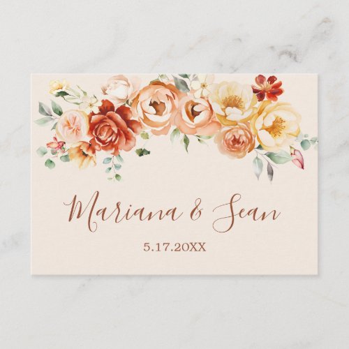 Rust Beige Floral Wedding QR Code RSVP Card