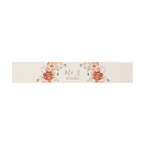 Rust Beige Romantic Floral Wedding Invitation Belly Band