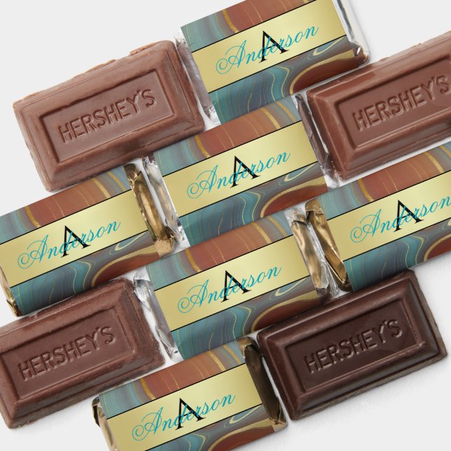 Rust & Blue Gold Marble Personalized  Hershey's Miniatures (Assorted)