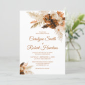 Rust Bohemian And Pampas Grass All In One Wedding Invitation (Standing Front)