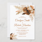 Rust Bohemian And Pampas Grass All In One Wedding Invitation (Front)