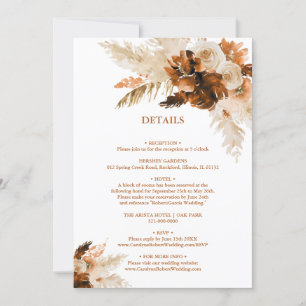 Rust Bohemian And Pampas Grass Wedding Details Invitation