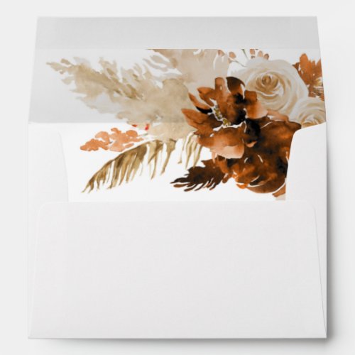 Rust Bohemian And Pampas Grass Wedding Envelope