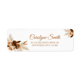 Rust Bohemian And Pampas Grass Wedding Label