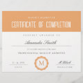 Rust Boho Minimal Certificate of Completion Award | Zazzle