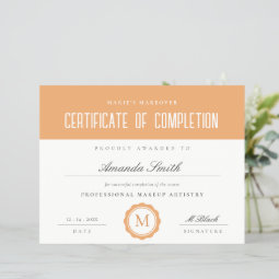 Rust Boho Minimal Certificate of Completion Award | Zazzle