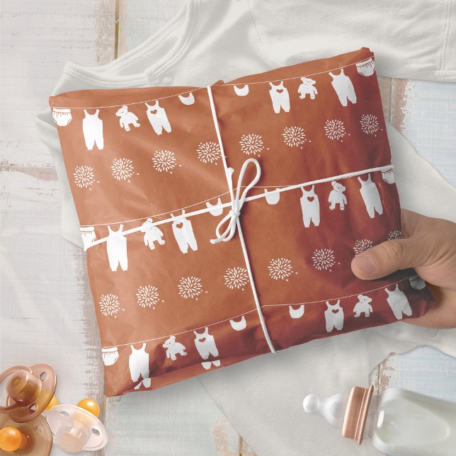 Rust Boho Minimalist Baby Shower Tissue Paper (Minimalist Rust Gender Neutral Boho Baby Shower Tissue Paper ©Susanne Sachers - Sunny Mind 🌞)