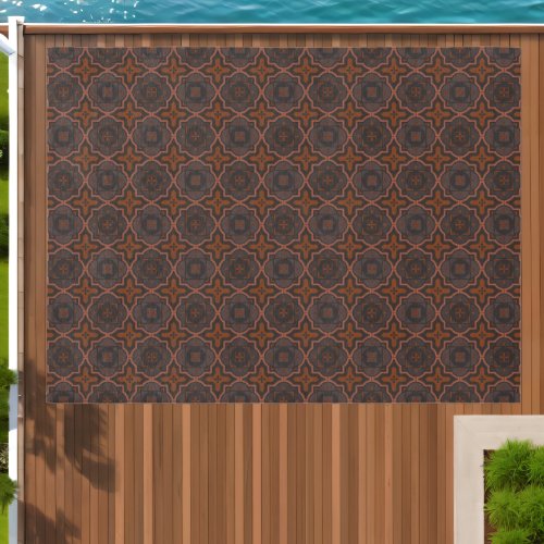 Rust Brown and Brown Gray Geometric Beautiful Outdoor Rug