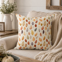 Rust Brown Cream Gray Fall Leaves Cozy Farmhouse