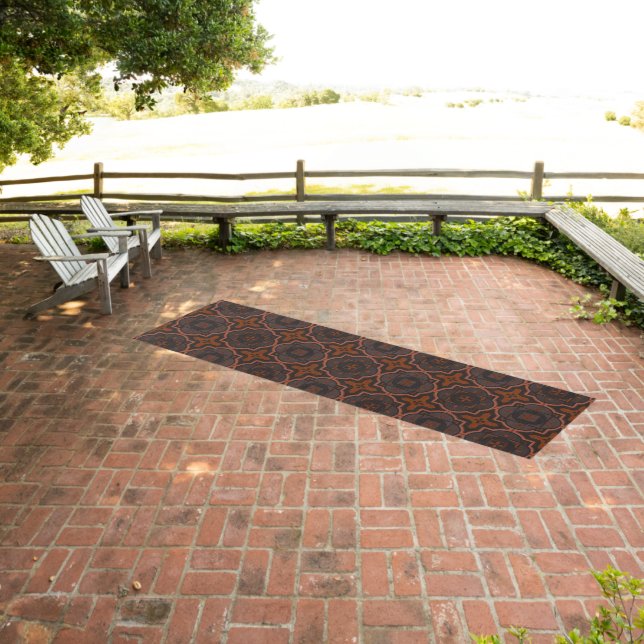 Rust Brown Dark Gray Tile Geometric Beautiful Outdoor Rug (Insitu (Outdoor 3))