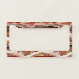 Rust Brown Gold Marble Contemporary License Plate Frame