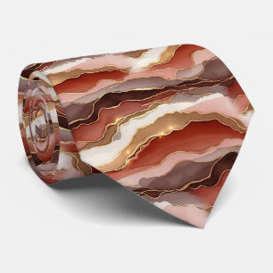 Rust Brown Gold Marble Contemporary Neck Tie