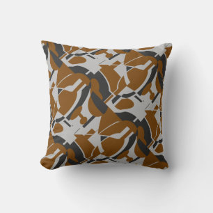 Rust Brown Gray Black Diagonal Art Print Throw Pillow