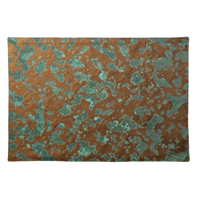 Rust Brown Green Patina Abstract Print Cloth Placemat (Front)