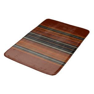Rust Brown Modern Stripes Bath Mat