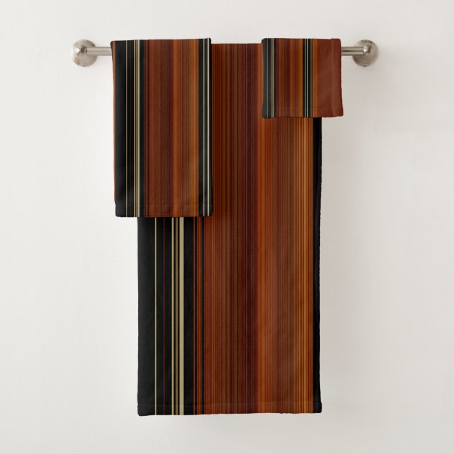 Rust Brown Modern Stripes  Bath Towel Set (Insitu)