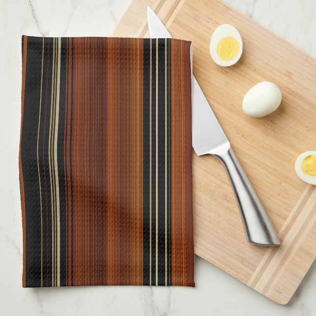 Rust Brown Modern Stripes  Kitchen Towel (Quarter Fold)