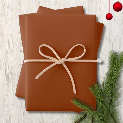 Rust Brown Solid Color  Classic  Elegant Wrapping Paper Sheets