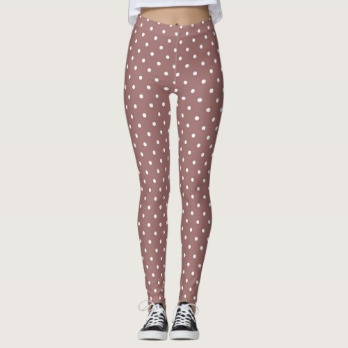 Rust Brown Womens Polka Dot Leggings