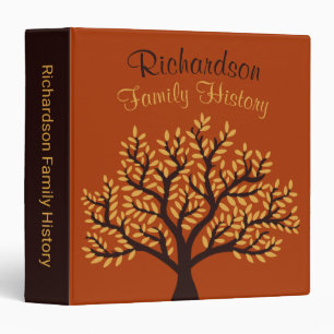 Rust Brown Yellow Leaf Family History Genealogy 3 Ring Binder