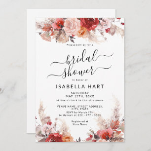 Rust Burnt Orange Boho Terracotta Bridal Shower Invitation