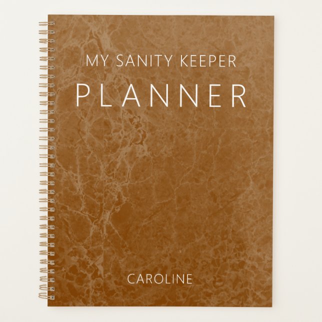 Rust Burnt Orange Modern Marble Planner (Front)
