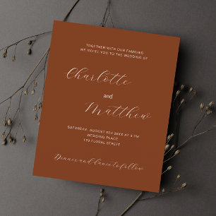 Rust burnt orange script budget wedding invitation
