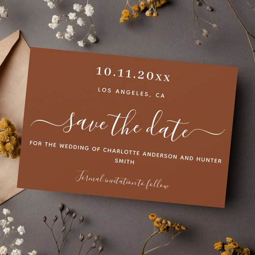 Rust burnt orange wedding save the date