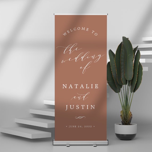 Rust | Chic Calligraphy Wedding Welcome Retractable Banner (Creator Uploaded)
