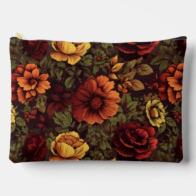 Rust Color Vintage Floral Print