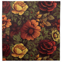Rust Color Vintage Floral Print