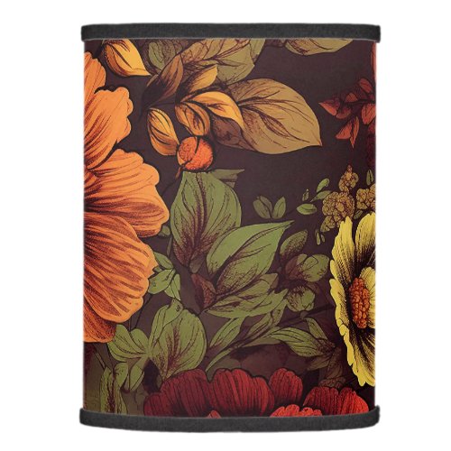 Rust Color Vintage Floral Print Lamp Shade