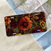 Rust Color Vintage Floral Print