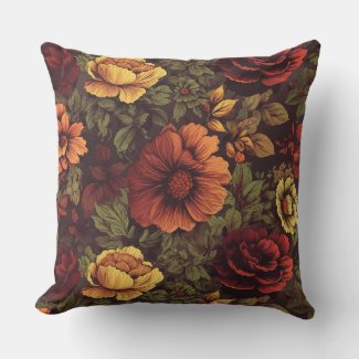 Rust Color Vintage Floral Print