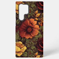 Rust Color Vintage Floral Print
