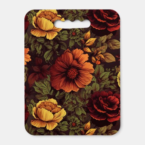 Rust Color Vintage Floral Print Seat Cushion