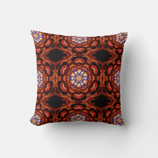 Rust colored Kaleidoscopic Throw Pillow (Front)