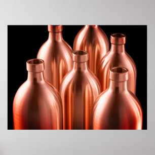 Rust Colored Steel Bottles Black Background Wall Poster
