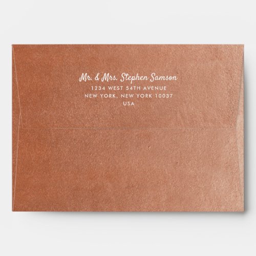 Rust Copper Faux Foil Effect with Return Address E Envelope