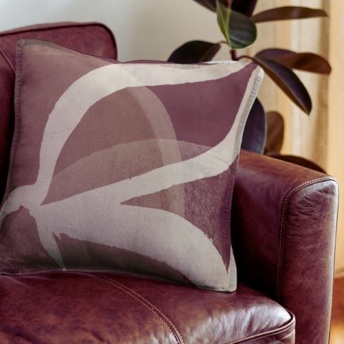 Rust Cream  Burgundy Artistic Abstract Watercolor Throw Pillow