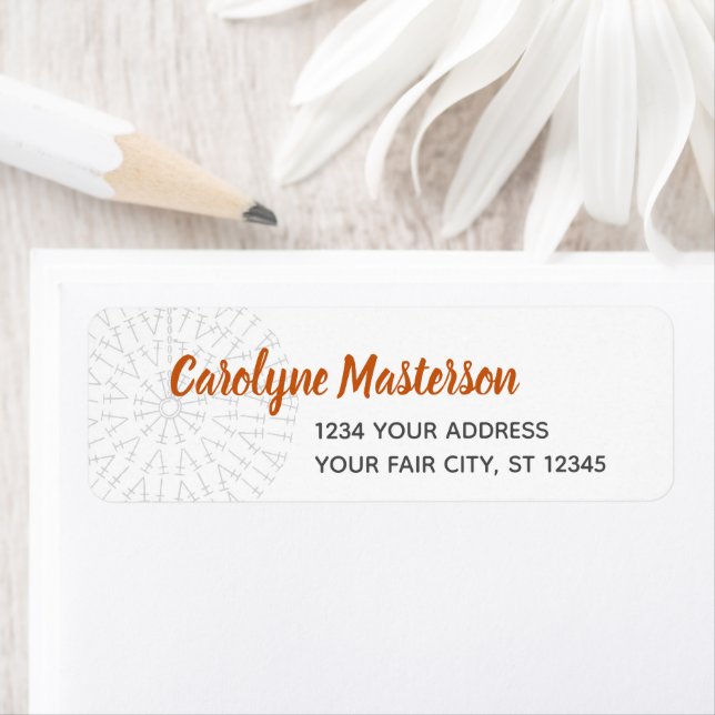 Rust Crochet Chart Return Address Label (Insitu)