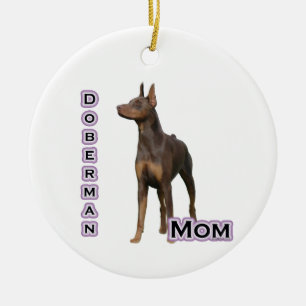 Rust Doberman Mom 4 - Keychain Ceramic Ornament