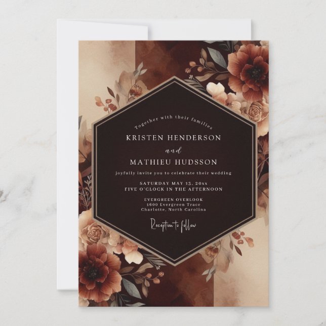 Rust Dramatic Autumnal Wedding Invitation (Front)