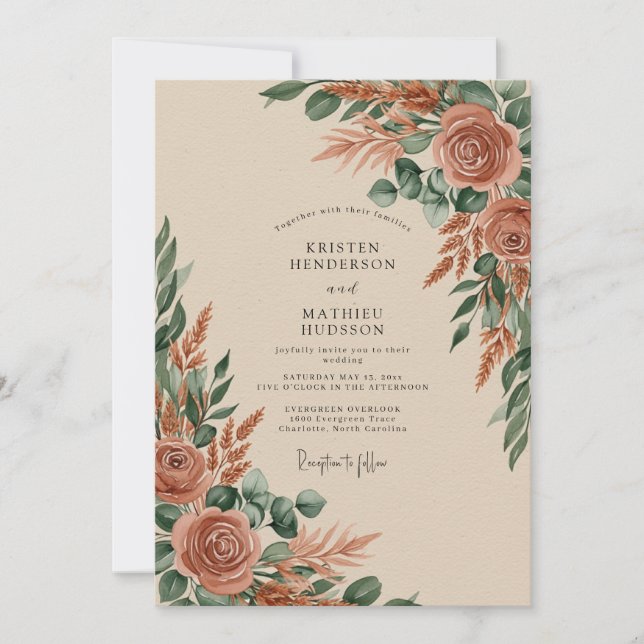 Rust Earthy Autumnal Wedding Invitation (Front)