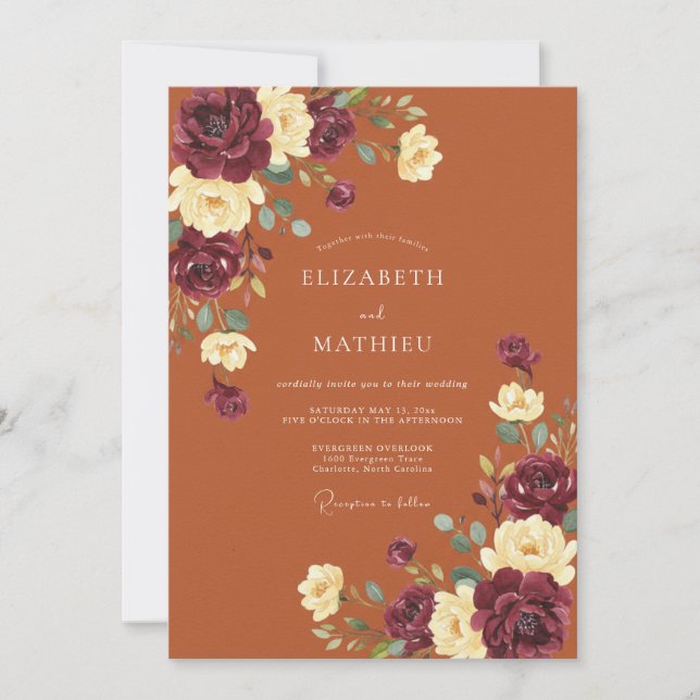 Rust Earthy Fall Wedding Invitation (Front)